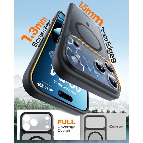 Black Iphone 17 Pro Max Full Camera Protection Translucent Matte Phone Case - Picture 7 of 8